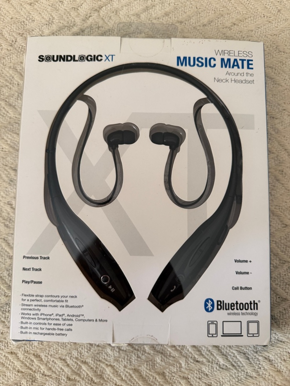 New in box SoundLogic XT Wireless Music Mate Neckband Headset - Black